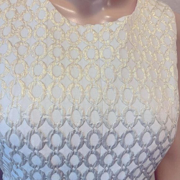 Nwot Eliza J. Gold and cream A-line sleeveless cocktail dress w/ pockets. - Picture 5 of 8